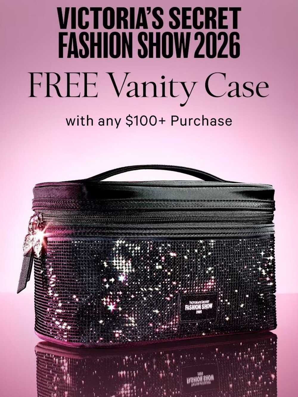 Victoria's Secret VSFS 2026 GWP Diamante Vanity Case BLACK FASHION SHOW BAG NEW